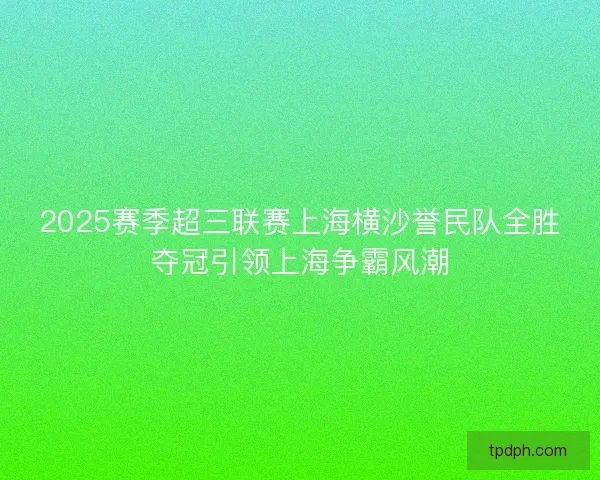 2025赛季超三联赛上海横沙誉民队全胜夺冠引领上海争霸风潮 2025赛季超三联赛上海横沙誉民队全胜夺冠引领上海争霸风潮