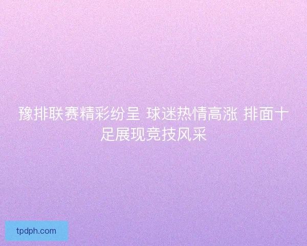 豫排联赛精彩纷呈 球迷热情高涨 排面十足展现竞技风采